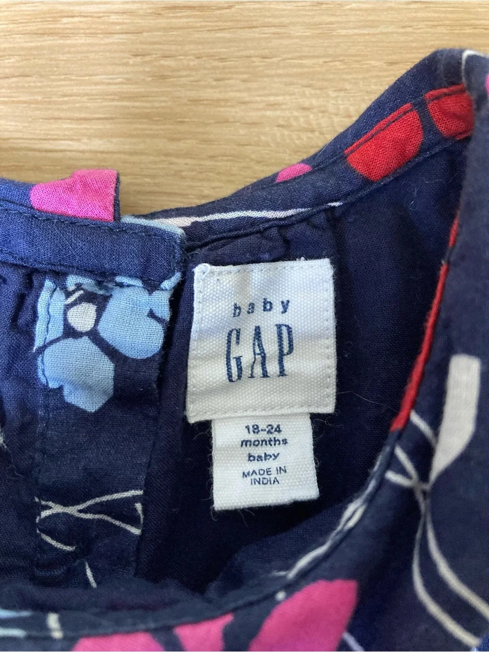 GAP Navy Top with Pink and Red Floral Accents 18-24mo